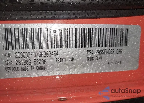 2016 Dodge Challenger 392 Hemi Scat Pack Shaker из США, поврежденный, VIN 2C3CDZFJ7GH309464